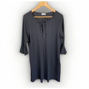 Tommy Bahama Cover Up Dress Womens OS Flounce Sleeves Pockets Tie At Neck Black